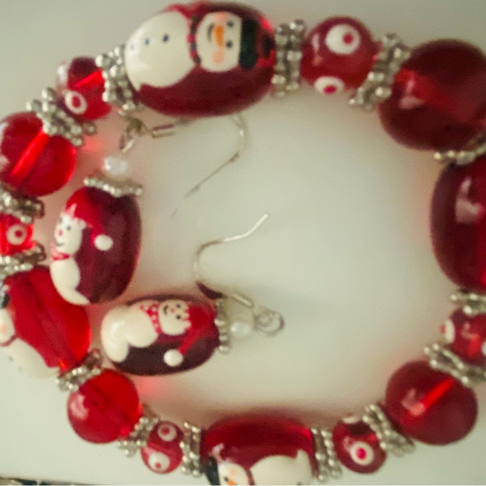 Festive Snowman Beaded Earrings
